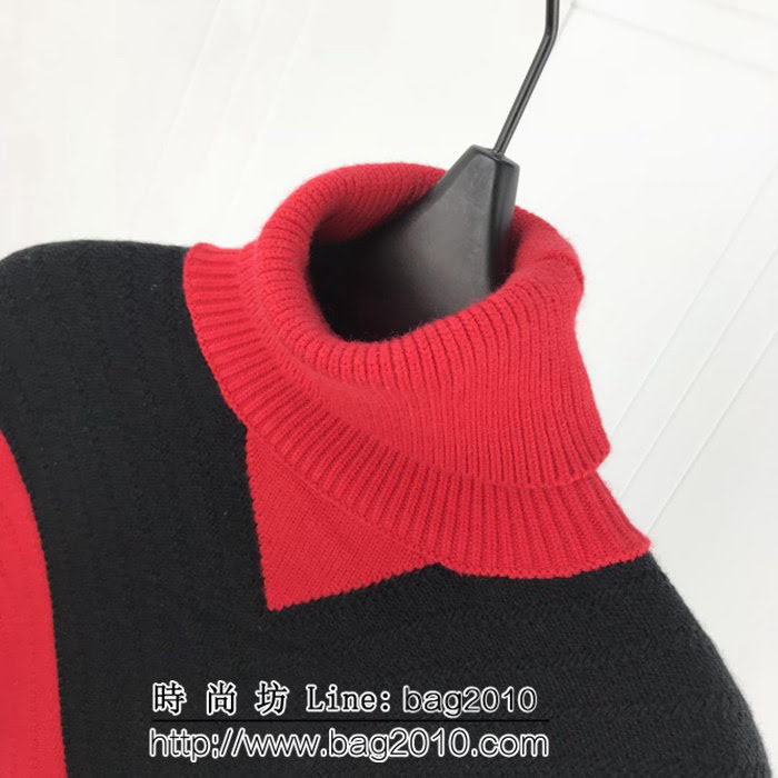GVC紀梵希 18ss秋冬新款羊毛衫 黑拼紅V型配色 刺繡字母 羊毛混紡面料 高版本 ydi2006